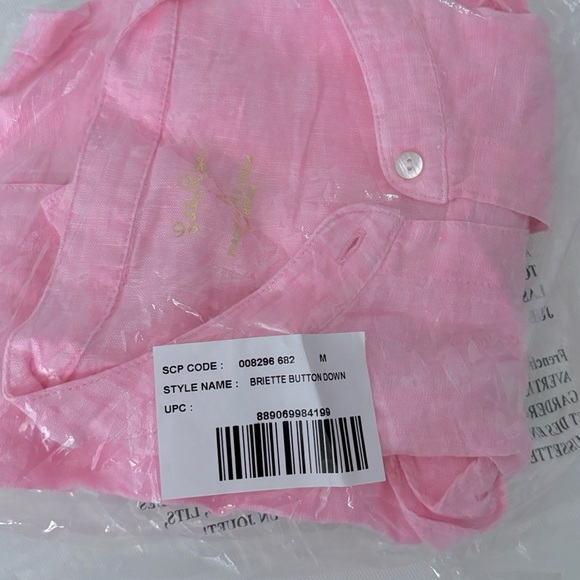 Lilly Pulitzer BRIETTE BUTTON DOWN URCHIN PINK X RESORT WHITE SZ M - Picture 2 of 9